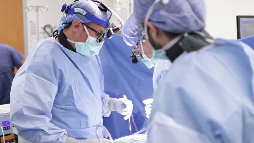 Dr. Joshua Marcus and the Nuvance Health team performing the first joint spine surgery replacement in Connecticut.