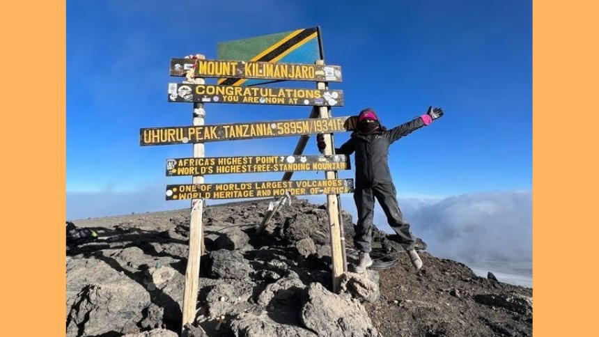 NH Spine Patient Carolina Herrera at the top of Mt Kilimanjaro in July 2023 